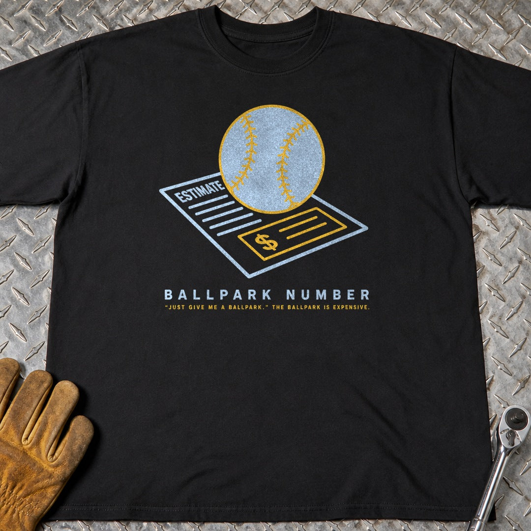 Ballpark Number t-shirt flat lay