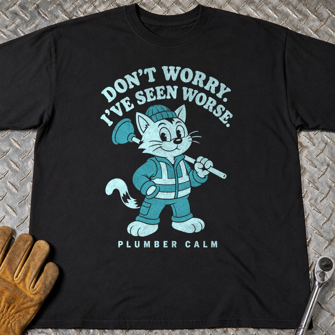 Plumber Calm t-shirt flat lay