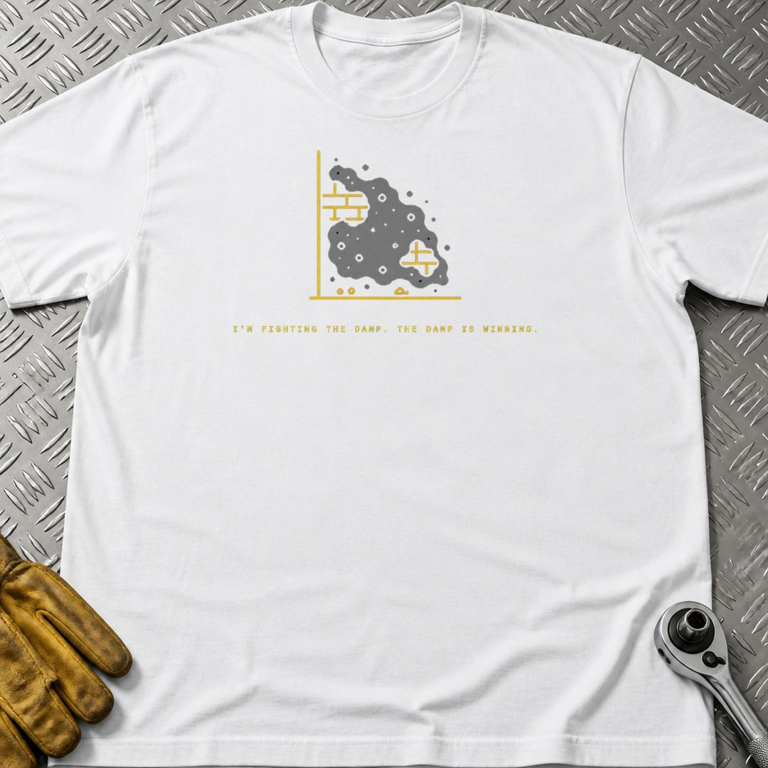 Fighting The Damp t-shirt flat lay