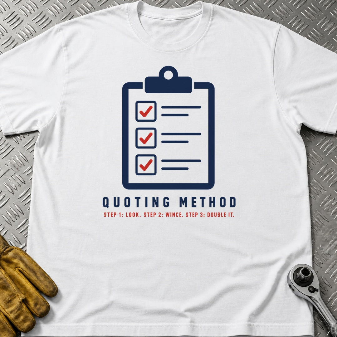 Quoting Method t-shirt flat lay