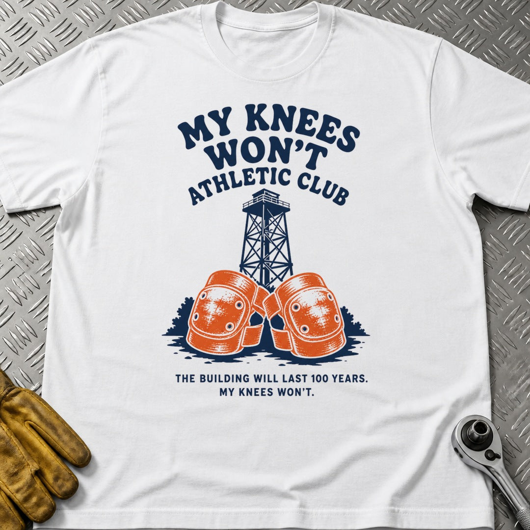 My Knees Won't t-shirt flat lay