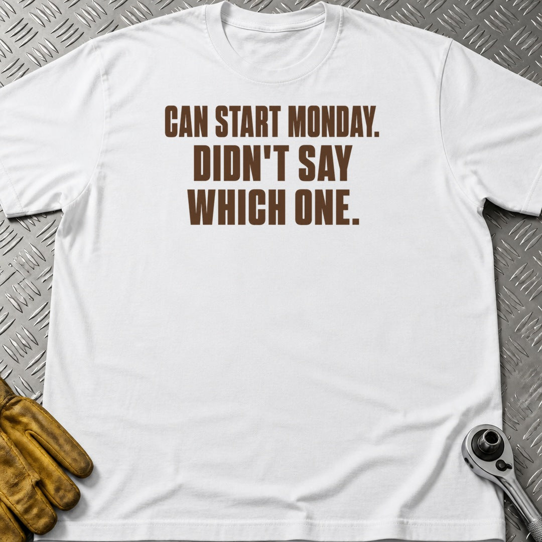 Start Monday t-shirt flat lay