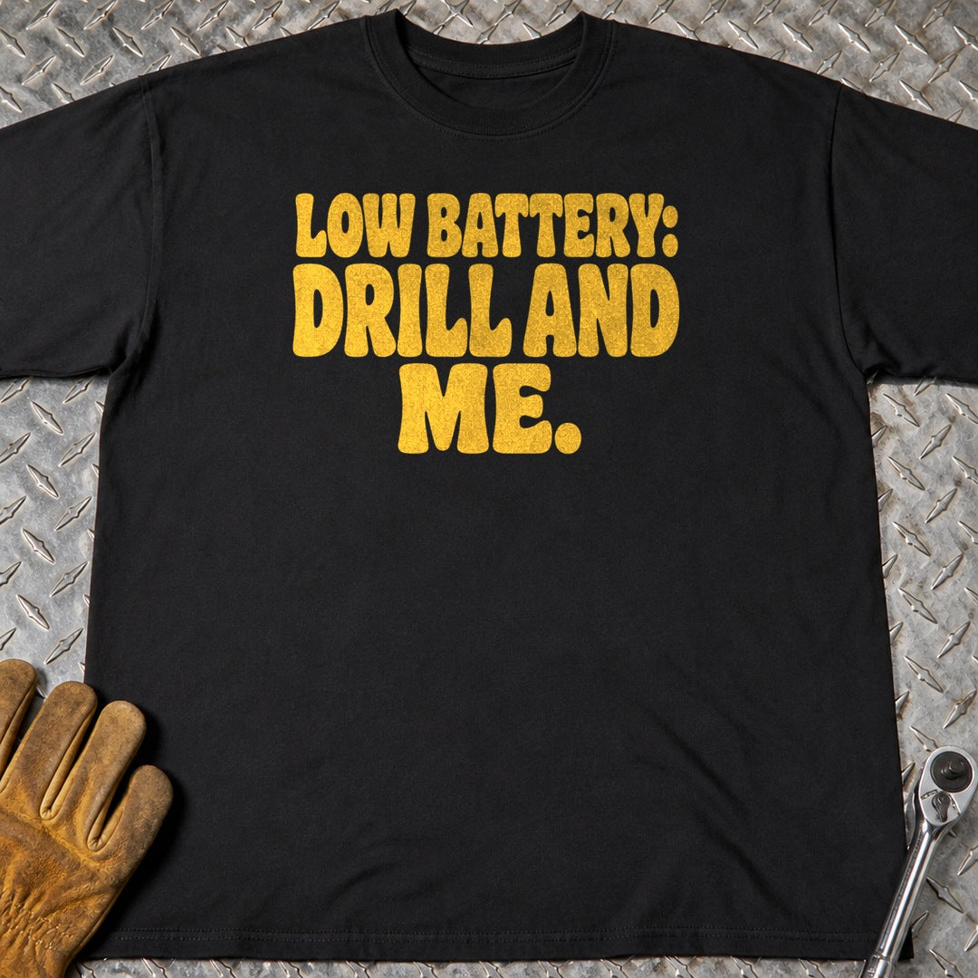 Low Battery t-shirt flat lay