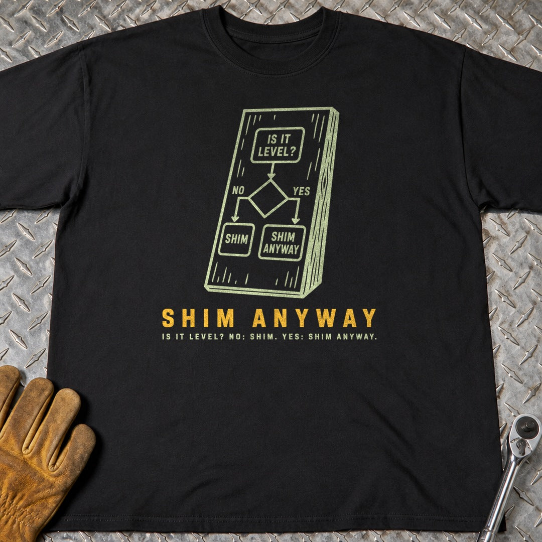 Shim Anyway t-shirt flat lay