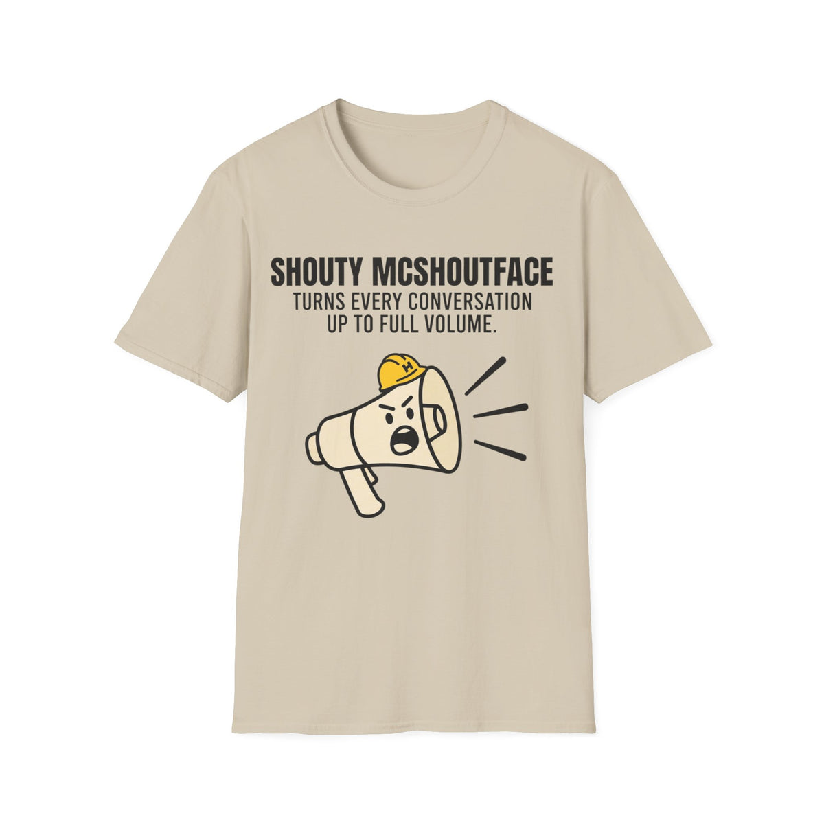 Shouty McShoutface funny UK trade t-shirt — Site Banter Co (product photo)