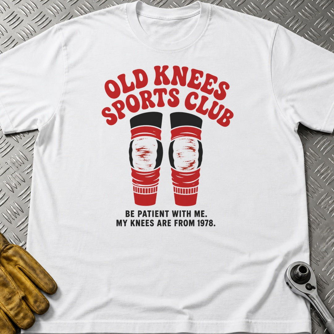 Old Knees t-shirt flat lay