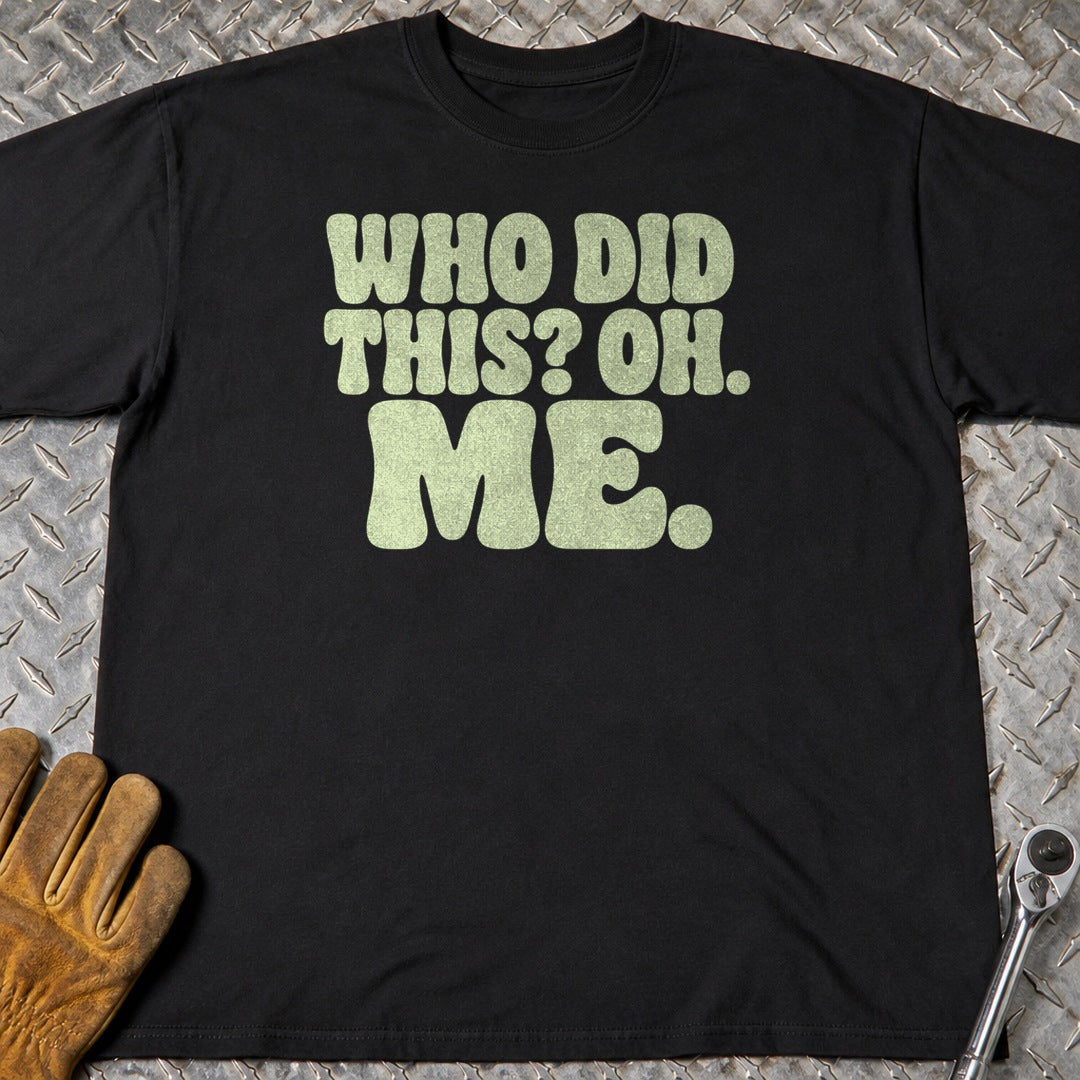 Who Did This t-shirt flat lay