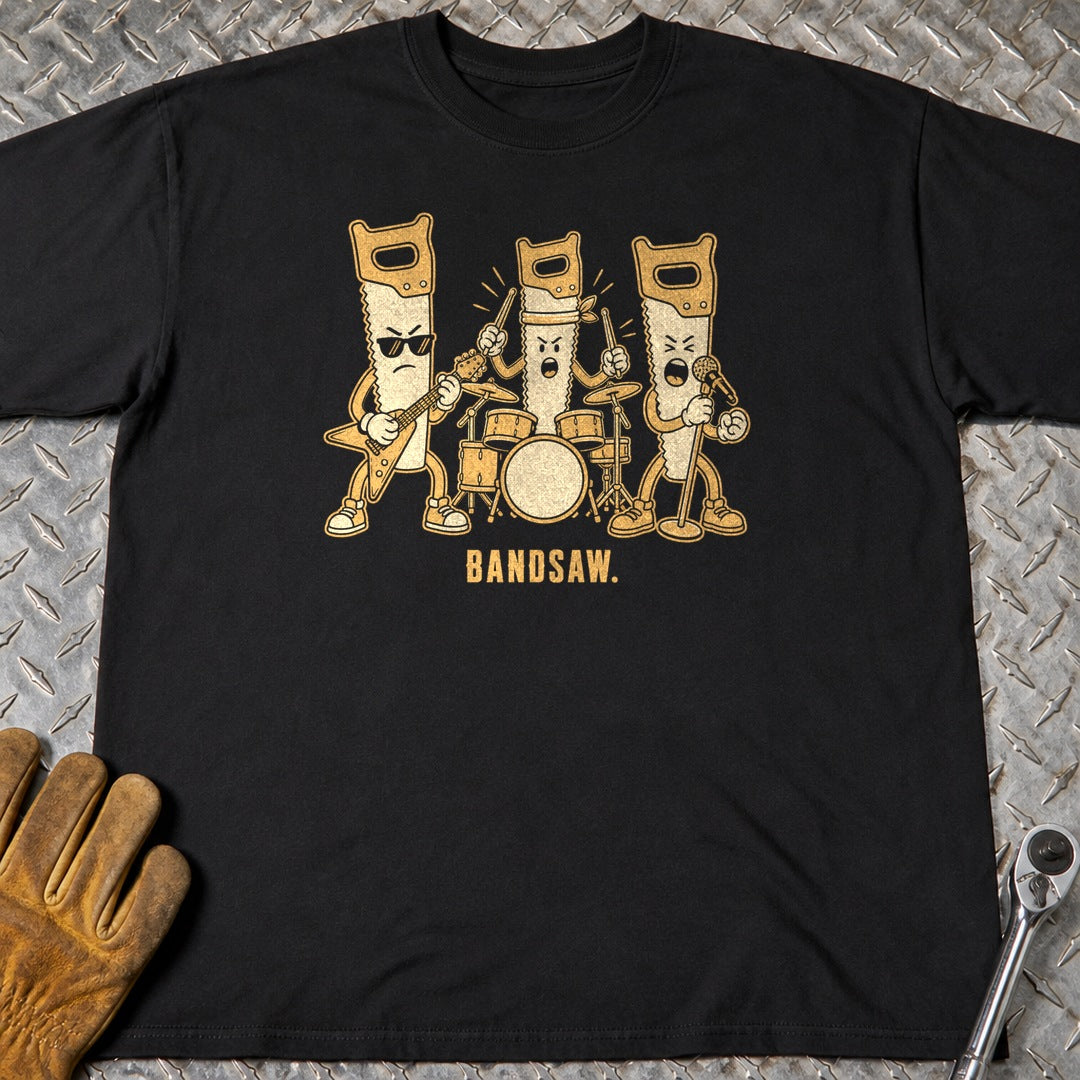 Bandsaw t-shirt flat lay
