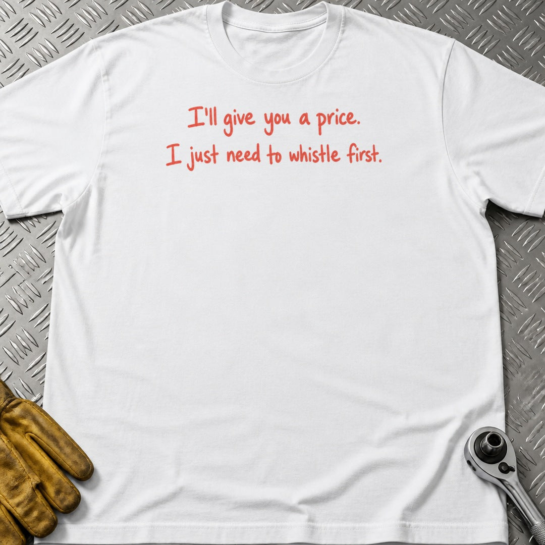 Whistle First t-shirt flat lay