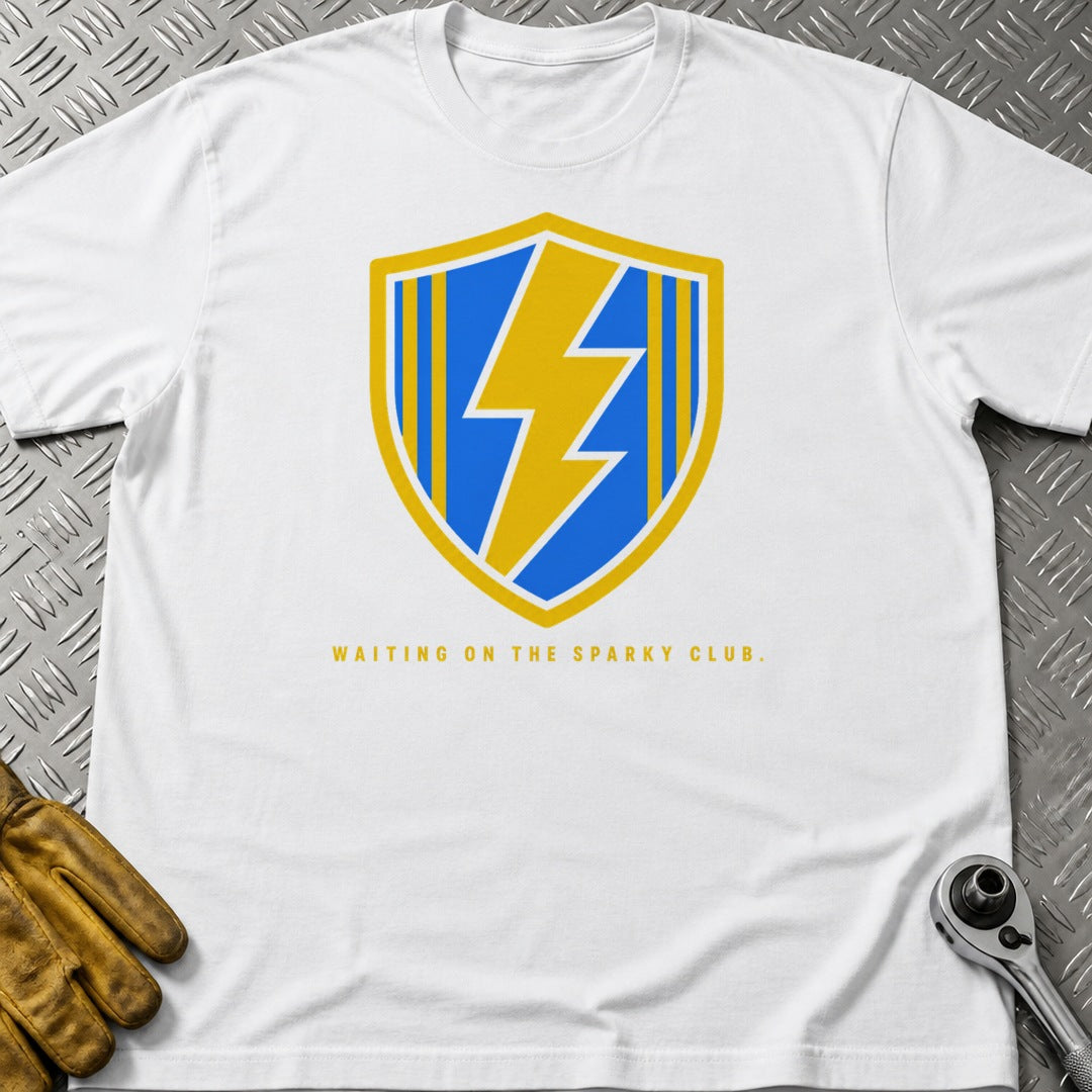 Sparky Wait Club t-shirt flat lay