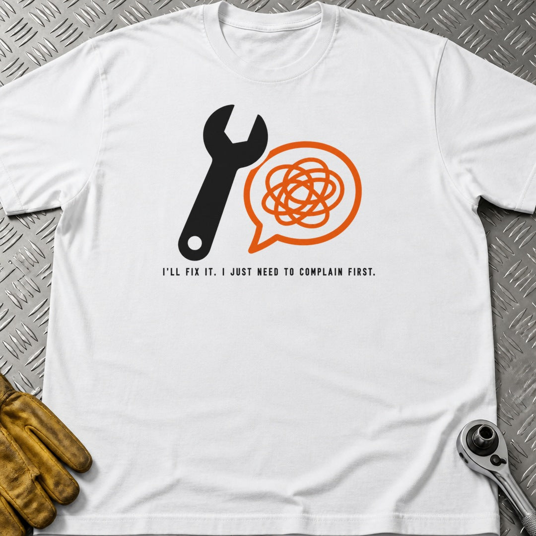 Complain First t-shirt flat lay