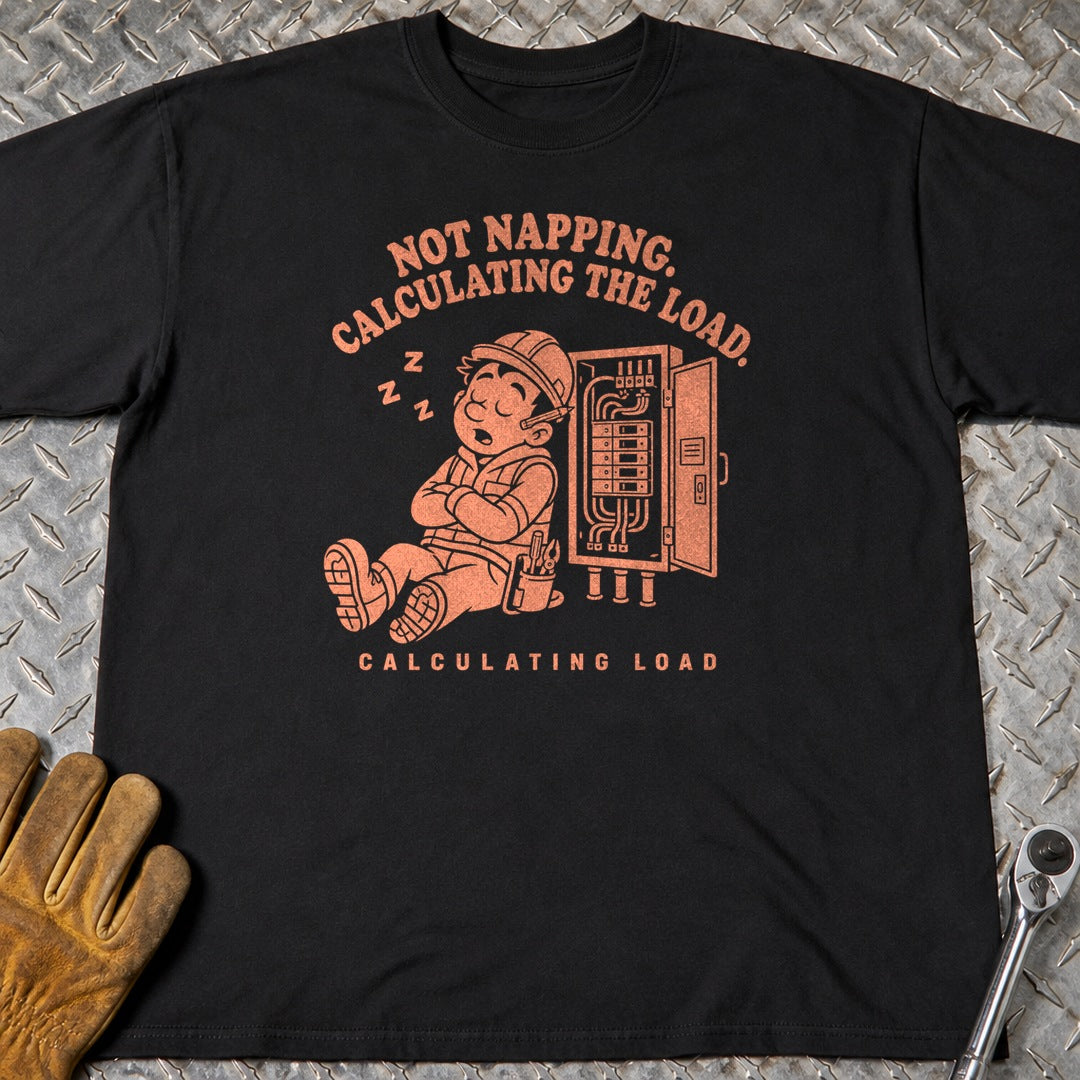 Calculating Load t-shirt flat lay