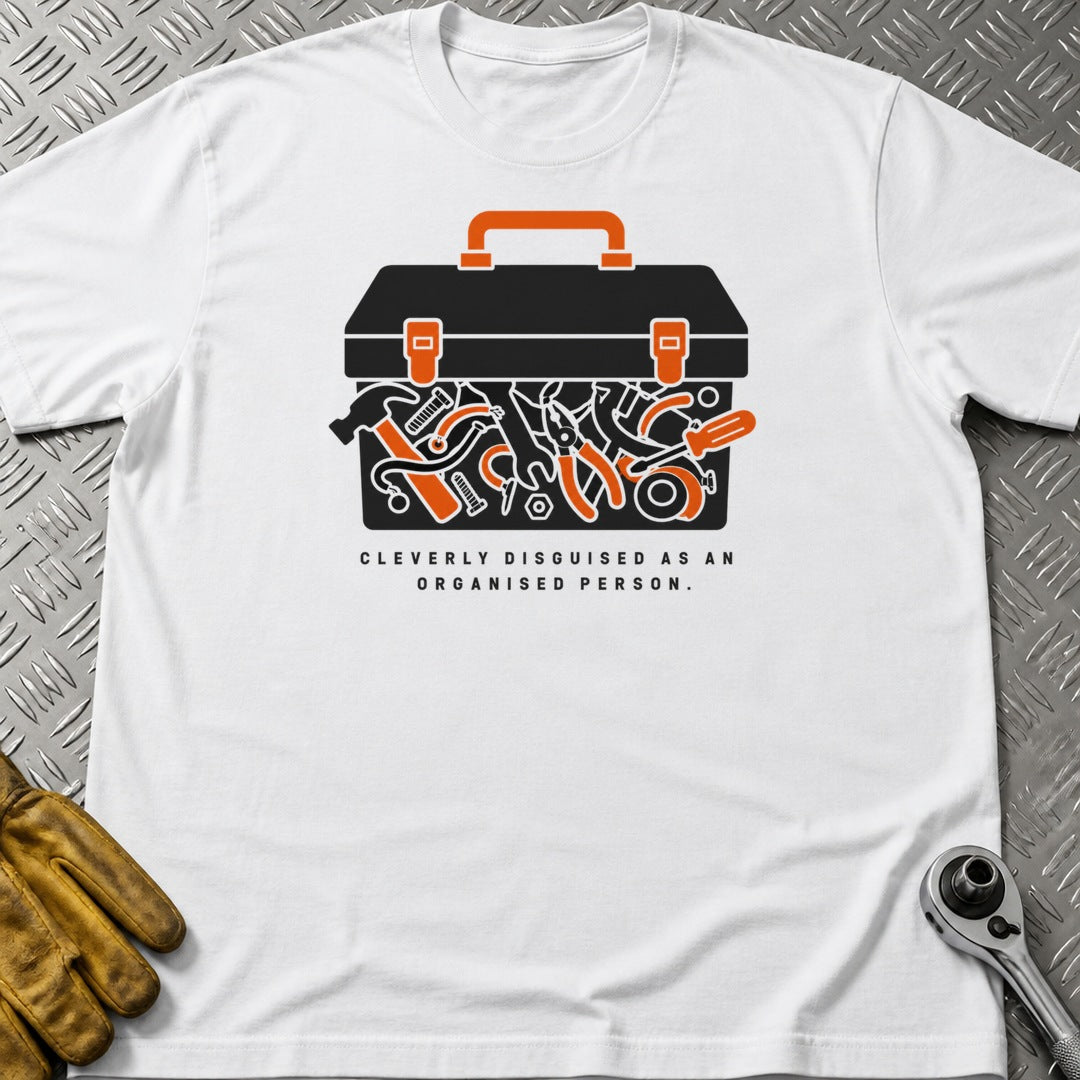 Disguised Organised t-shirt flat lay