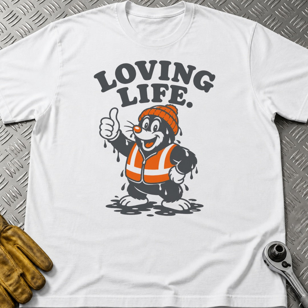 Loving Life t-shirt flat lay