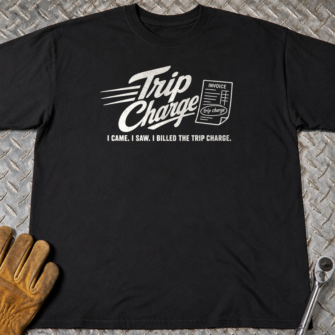 Trip Charge t-shirt flat lay