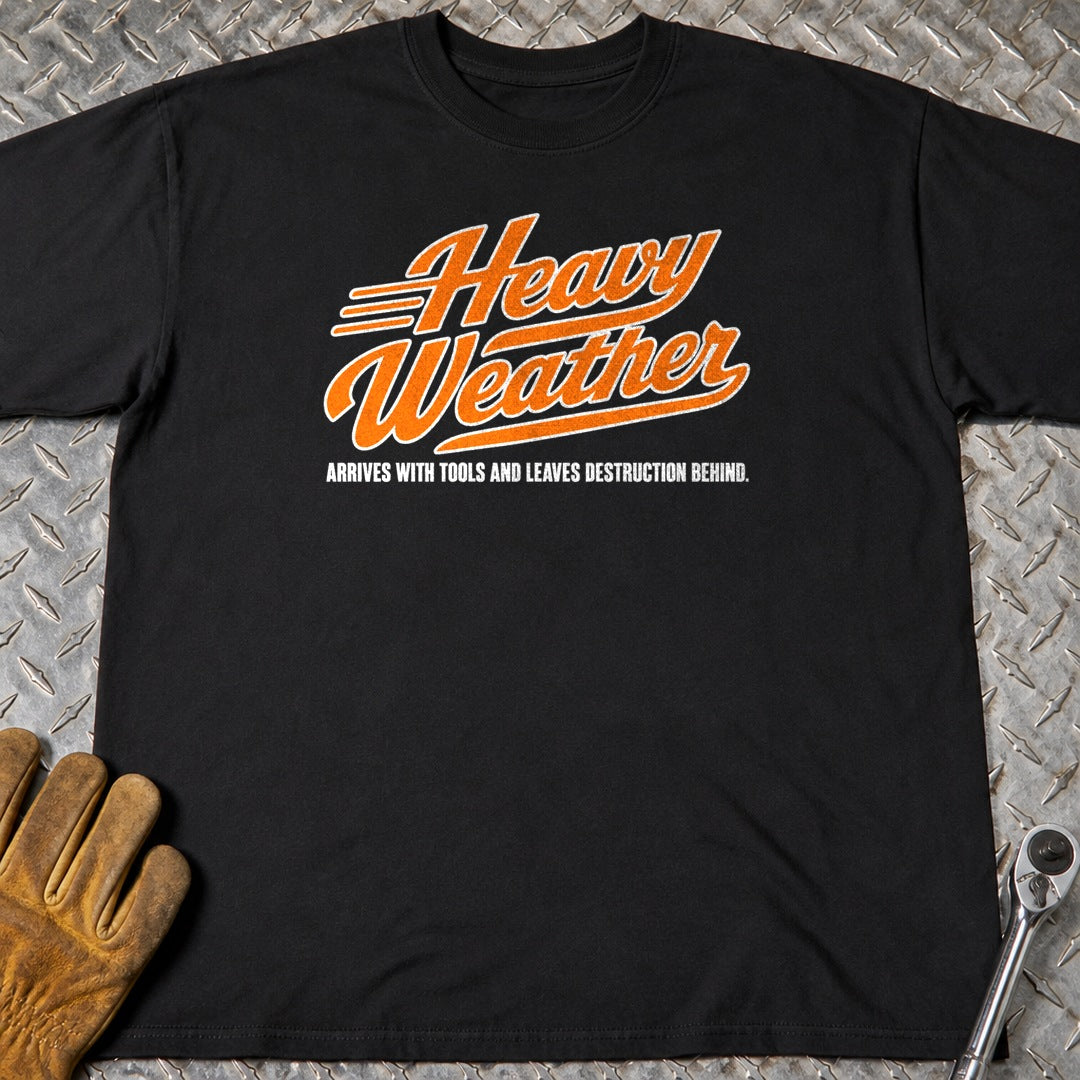 Heavy Weather t-shirt flat lay
