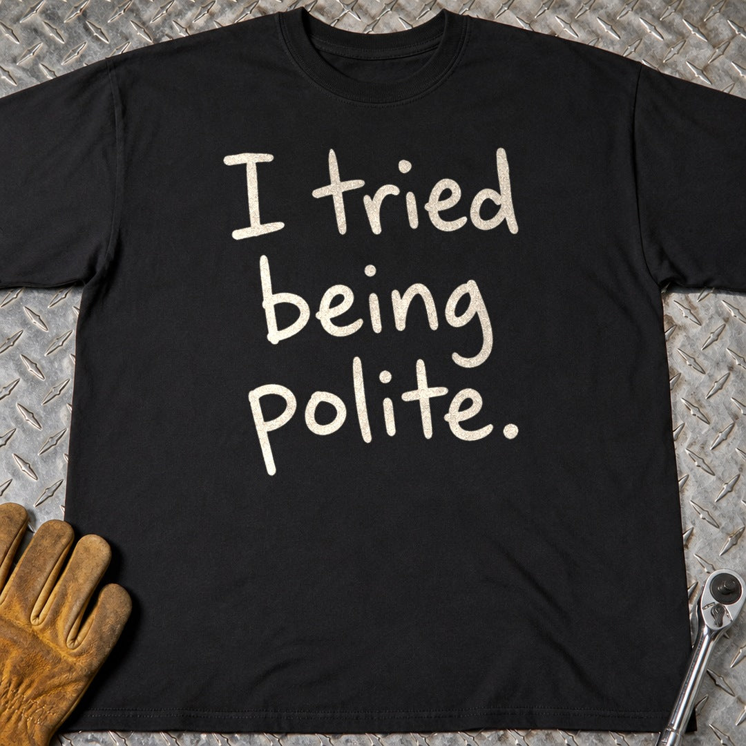 Tried Polite t-shirt flat lay