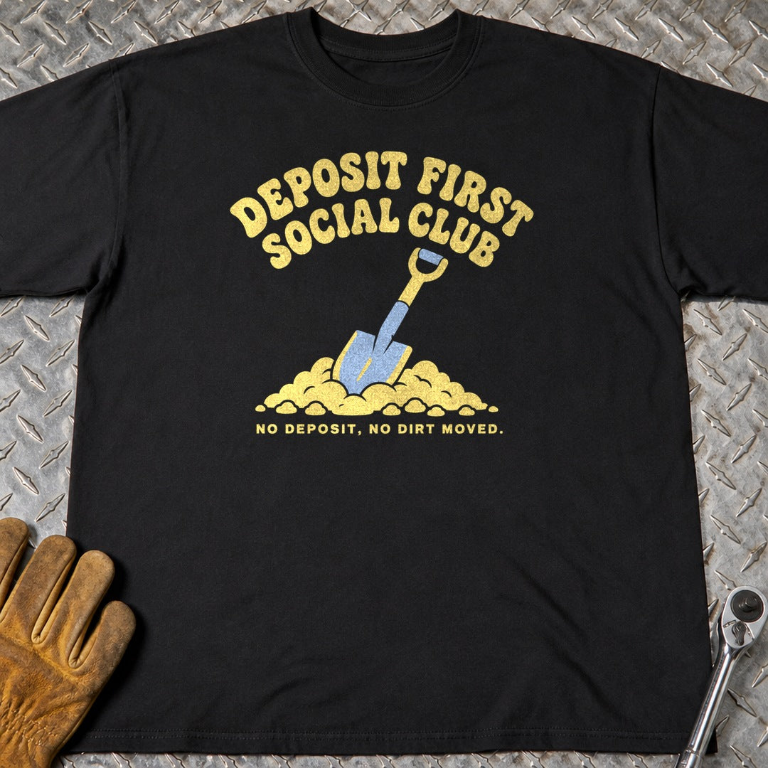 Deposit First t-shirt flat lay
