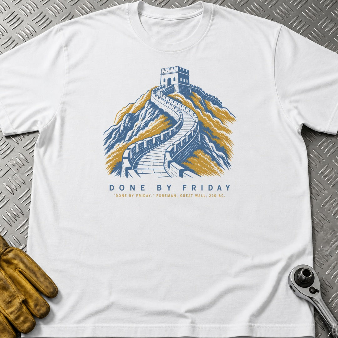 Done By Friday t-shirt flat lay