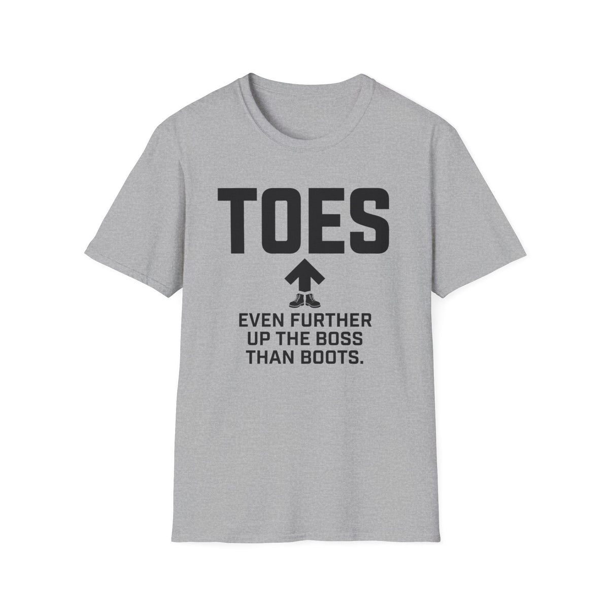 Toes funny UK trade t-shirt design — even further up the boss than Boots — a new personal best in sucking up — Site Banter Co