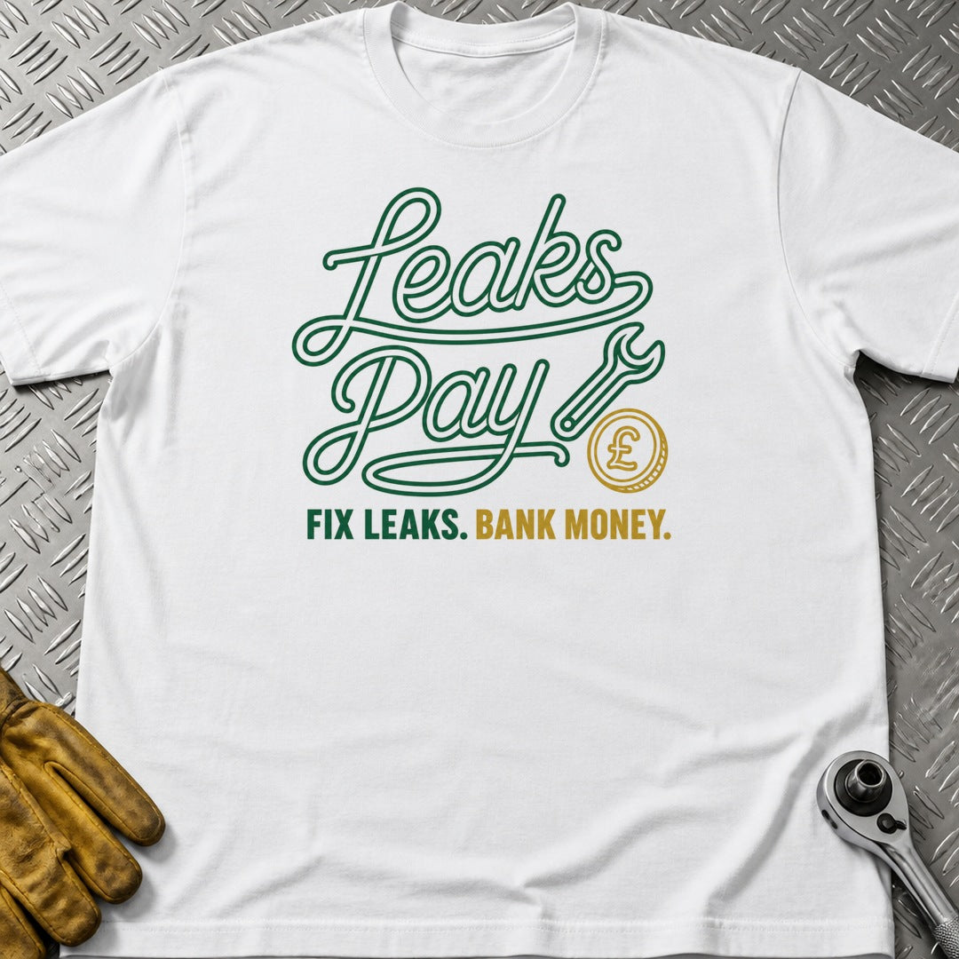 Leaks Pay t-shirt flat lay