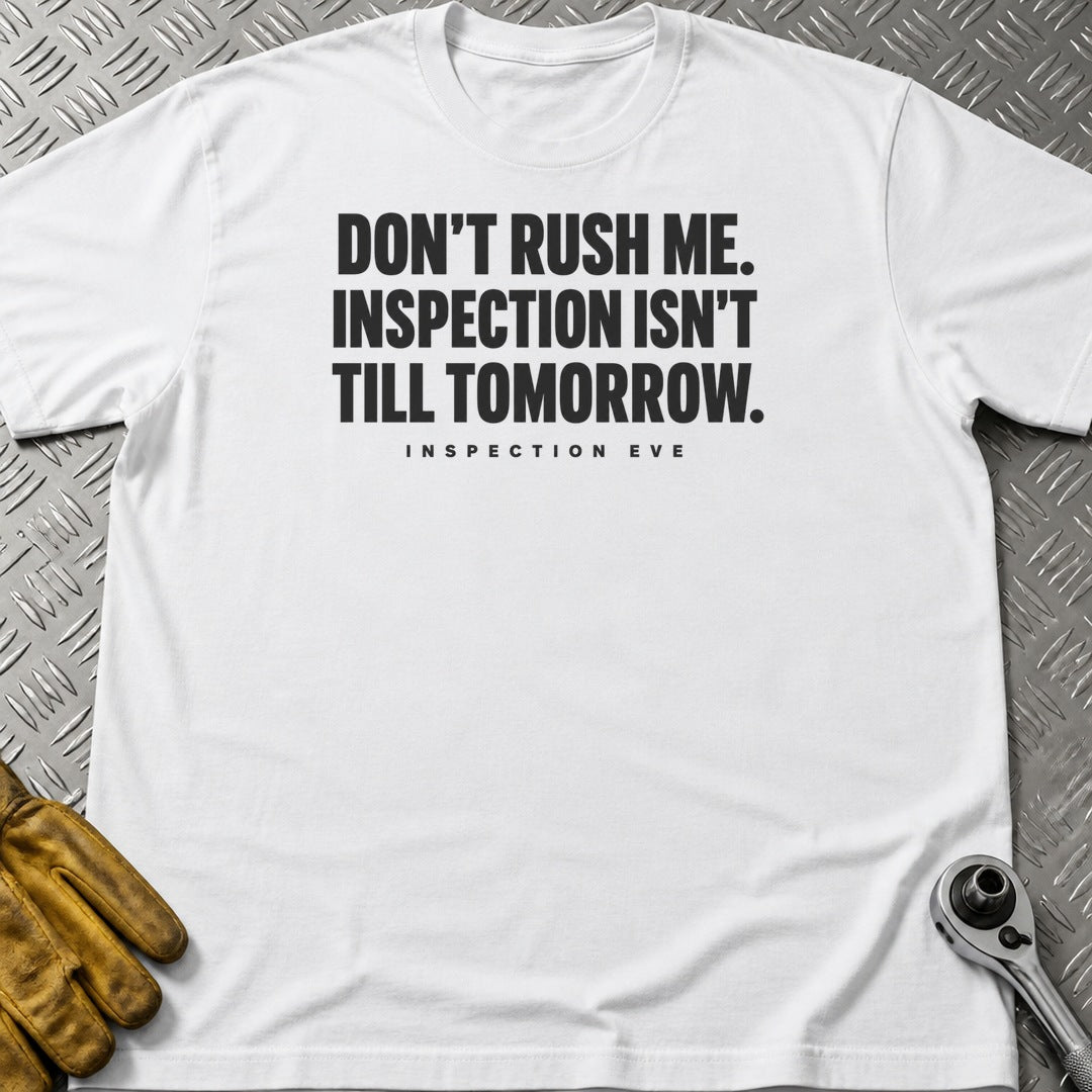 Inspection Eve t-shirt flat lay