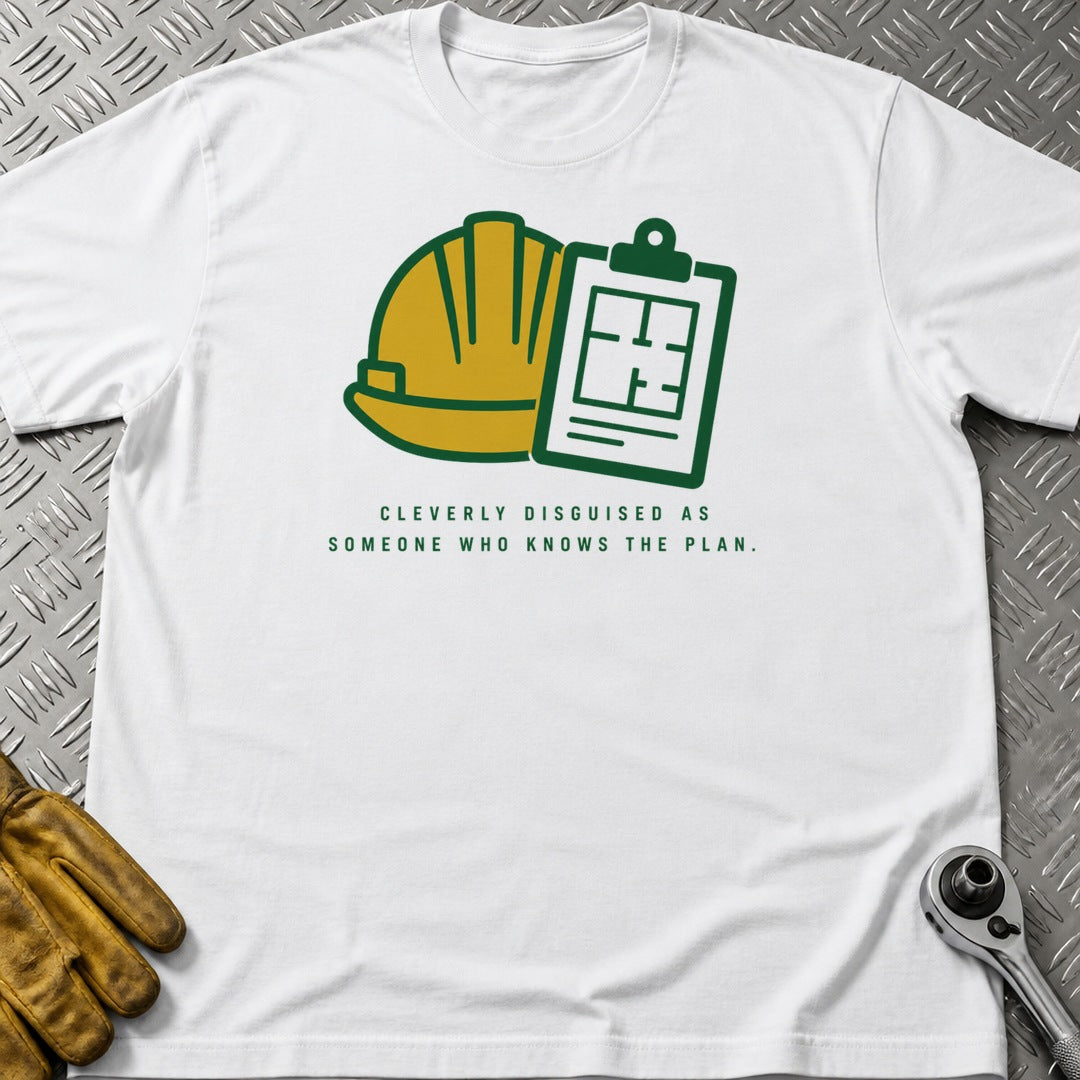 Knows The Plan t-shirt flat lay