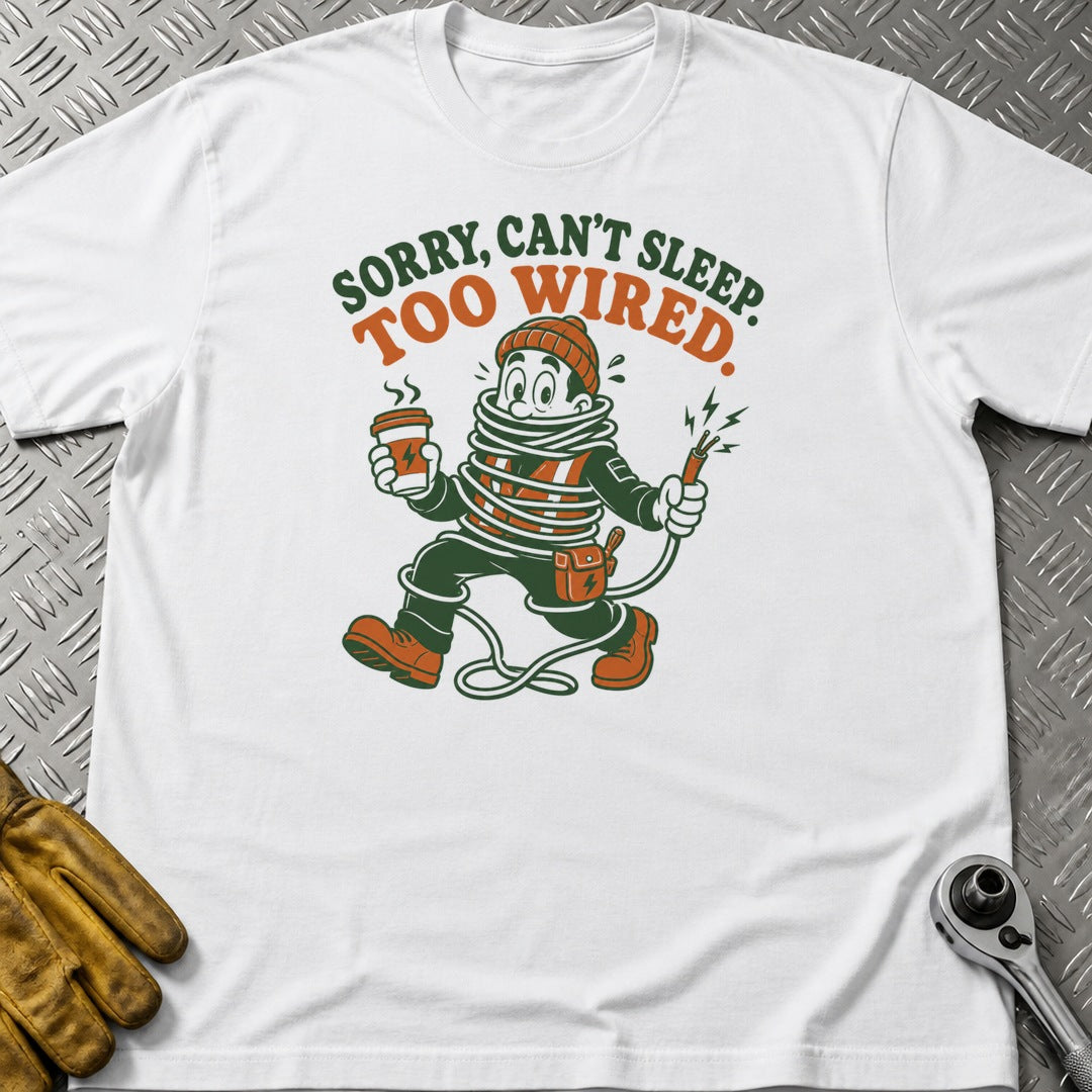 Too Wired t-shirt flat lay
