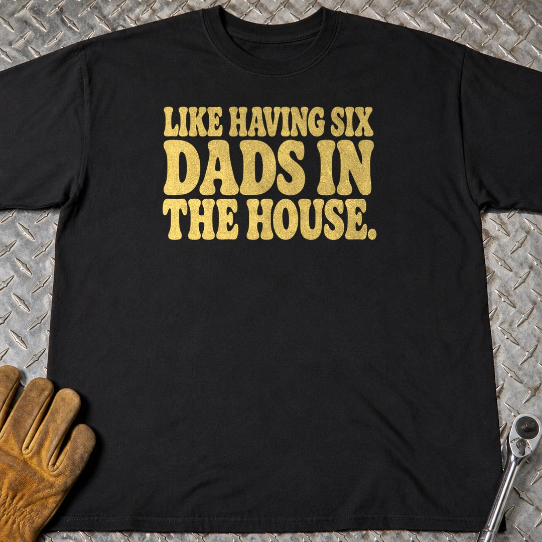 Six Dads t-shirt flat lay