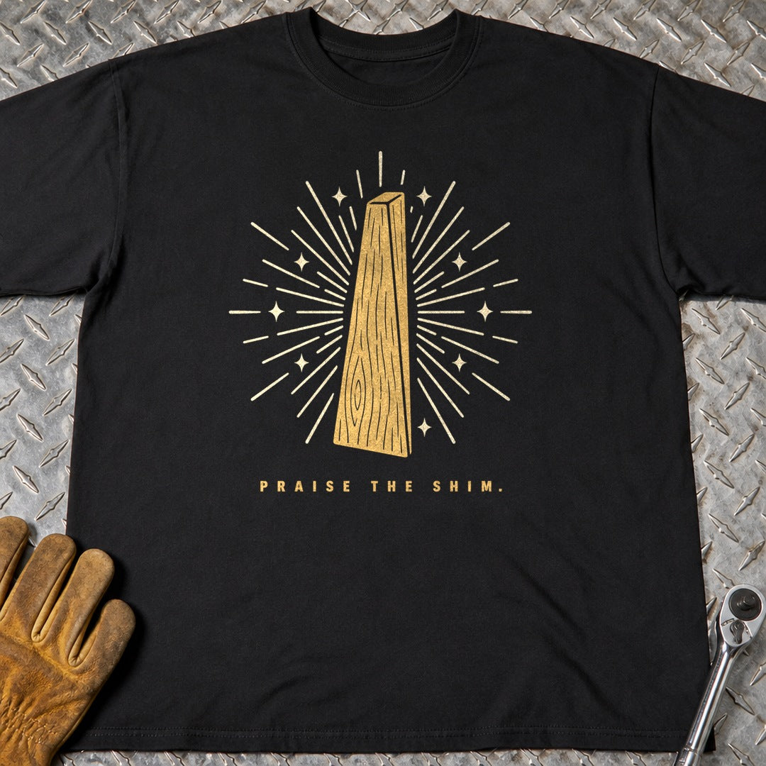 Praise The Shim t-shirt flat lay