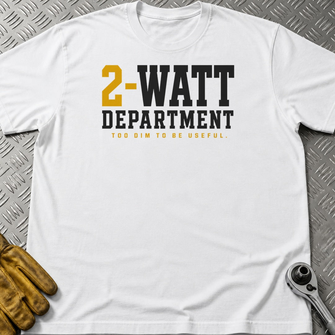 2-Watt t-shirt flat lay