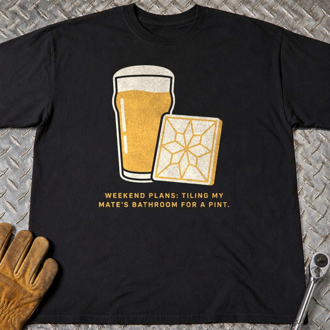 Weekend Tiling t-shirt flat lay