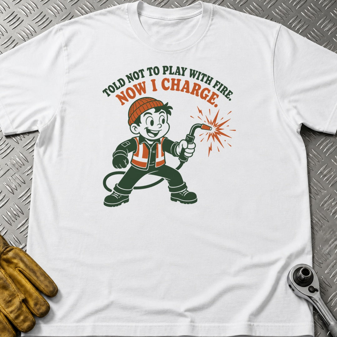 Plays With Fire t-shirt flat lay