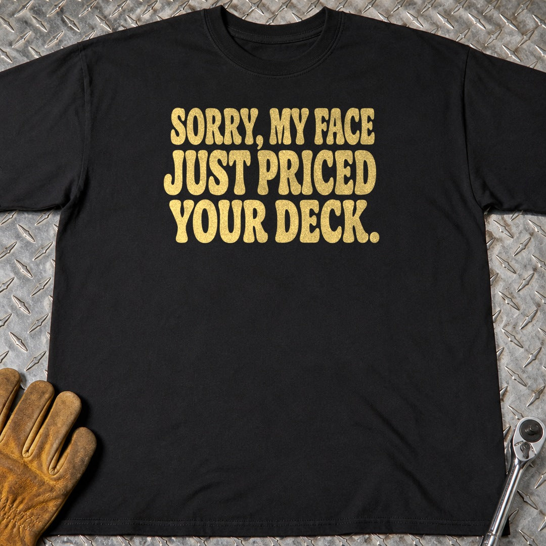 Face Priced It t-shirt flat lay