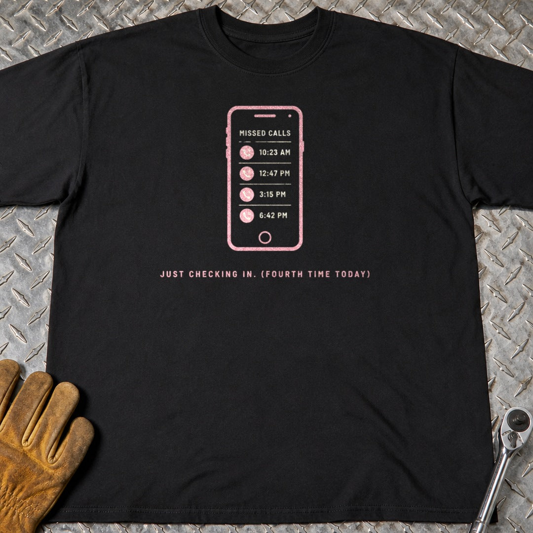 Just Checking t-shirt flat lay