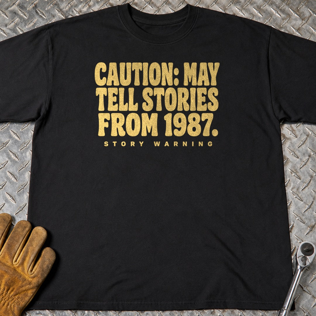 Story Warning t-shirt flat lay