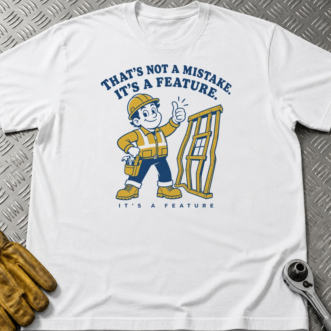 It's A Feature t-shirt flat lay