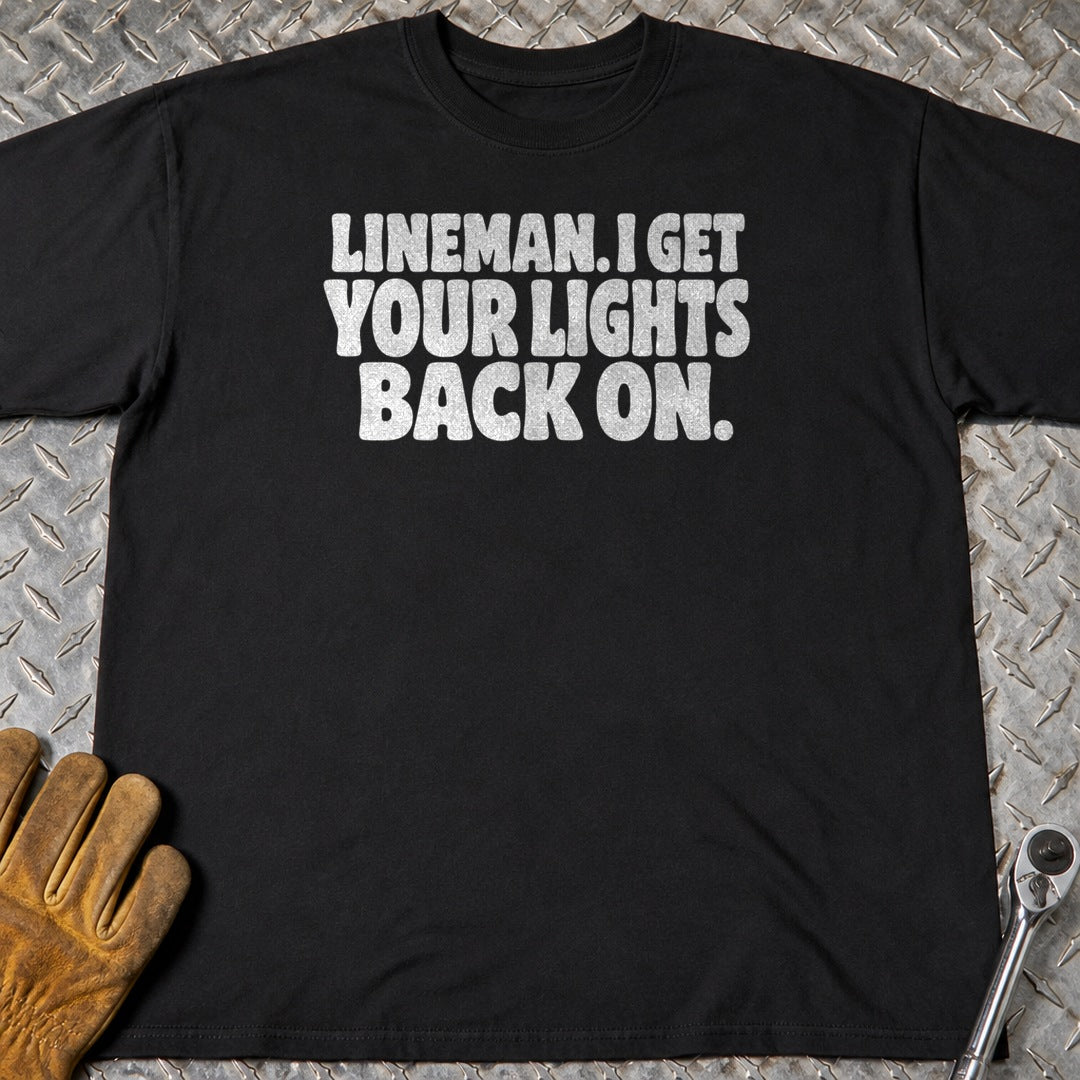 Lights Back On t-shirt flat lay
