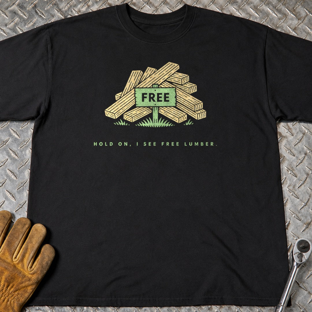 Free Lumber t-shirt flat lay