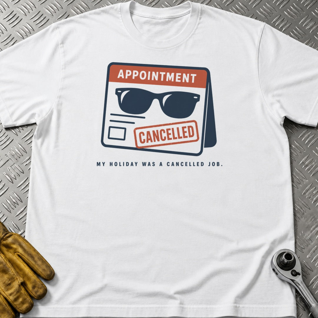 Cancelled Job t-shirt flat lay
