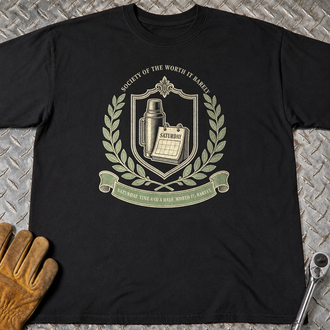 Worth It Barely t-shirt flat lay