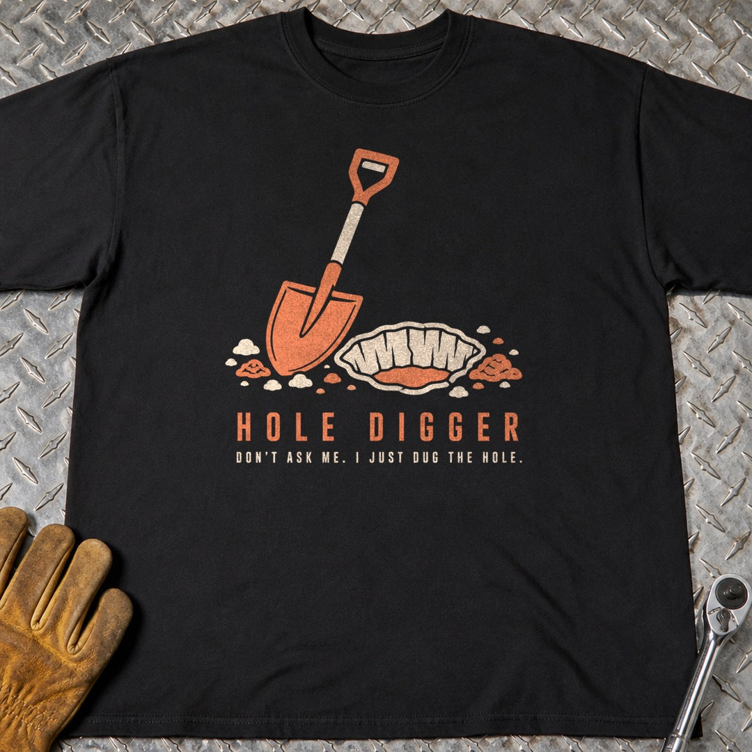 Hole Digger t-shirt flat lay