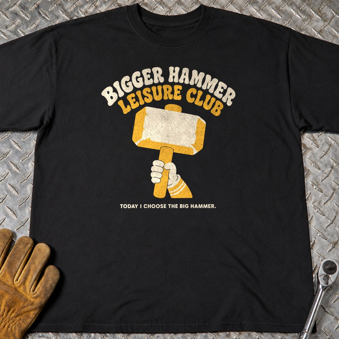 Bigger Hammer t-shirt flat lay