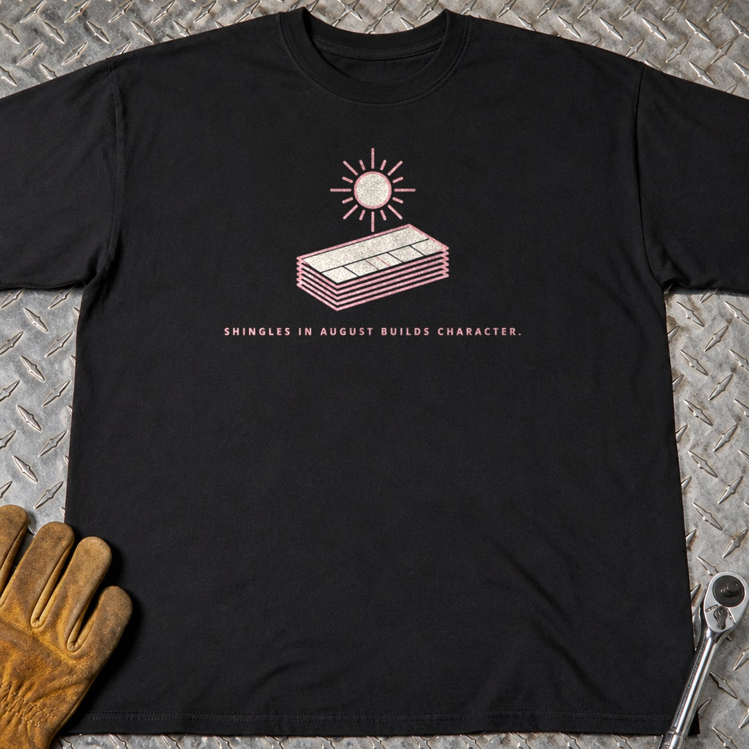 August Shingles t-shirt flat lay