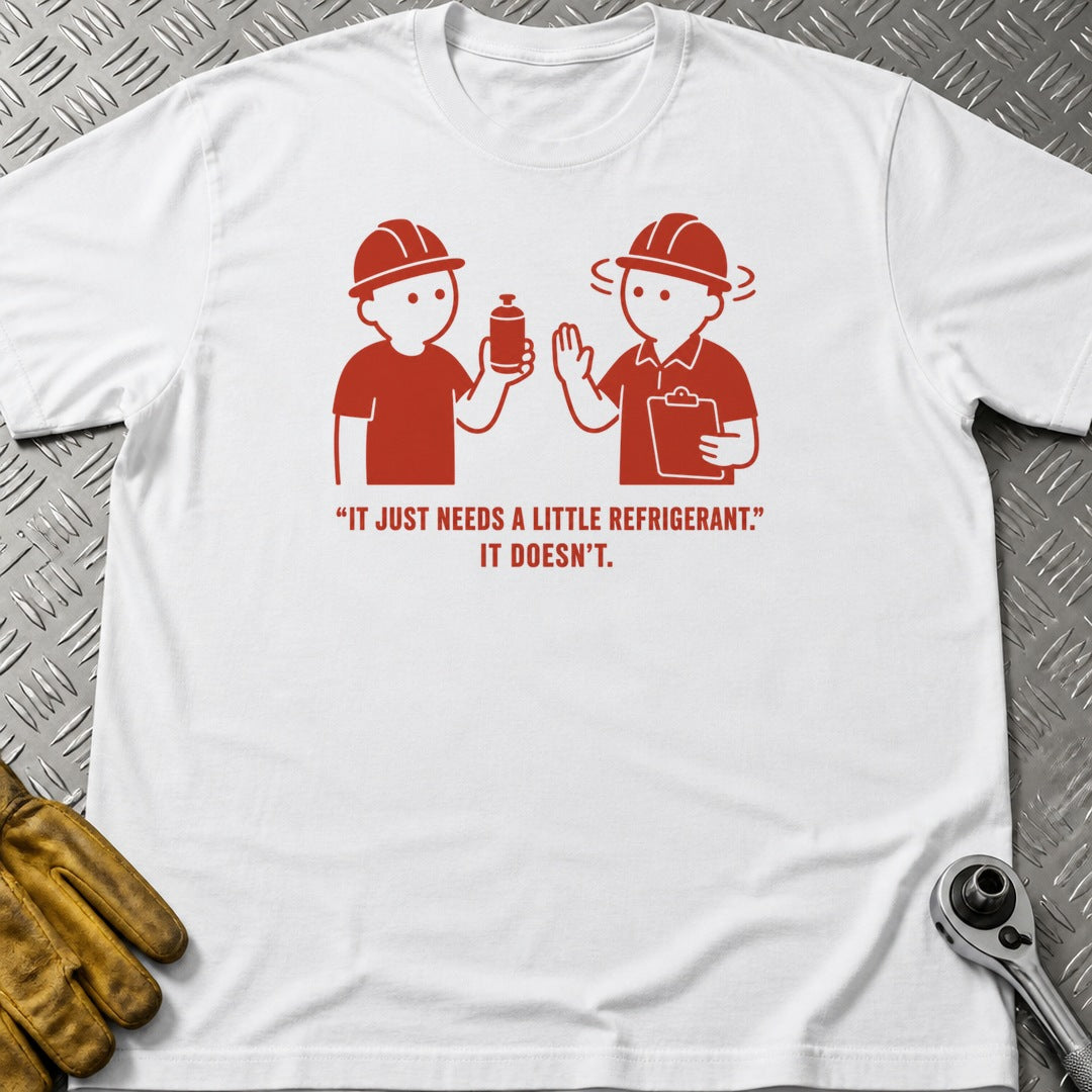 Little Refrigerant t-shirt flat lay