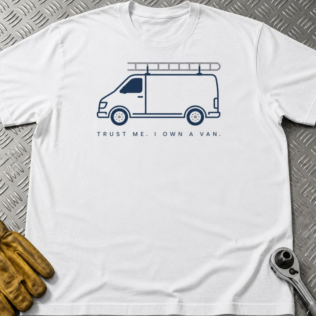 Own A Van t-shirt flat lay