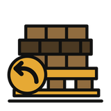 Pallet of bricks with a U-turn arrow for straightforward returns