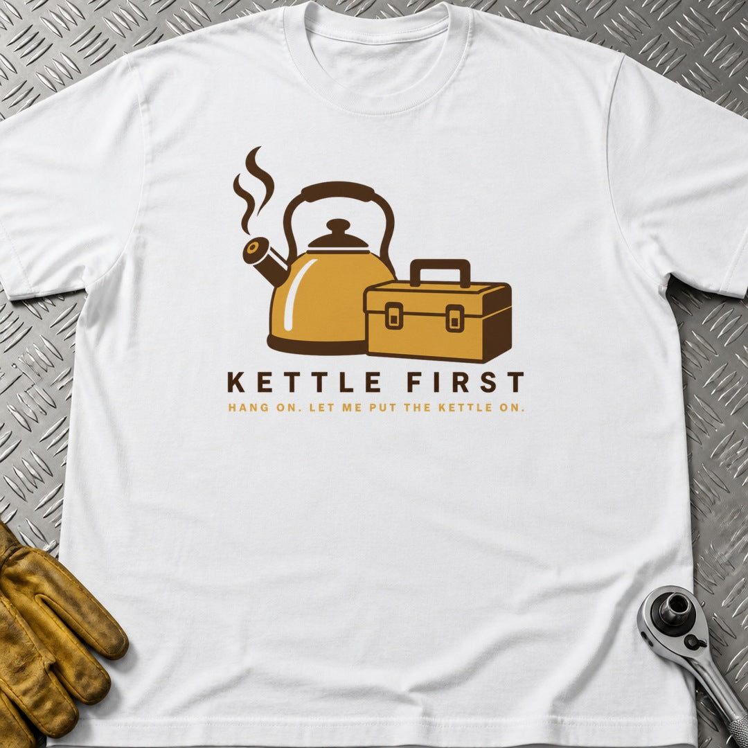 Kettle First t-shirt flat lay