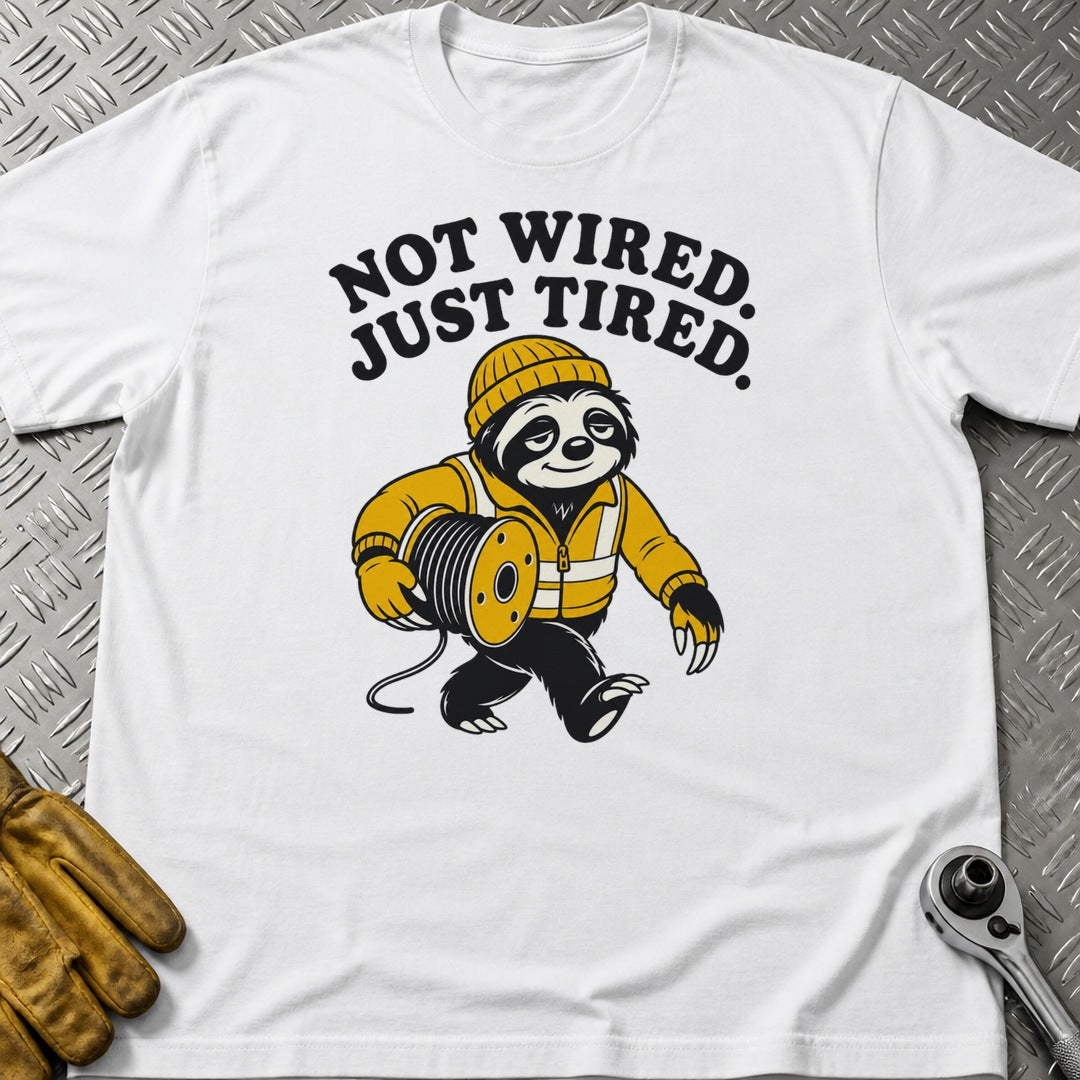 Not Wired t-shirt flat lay