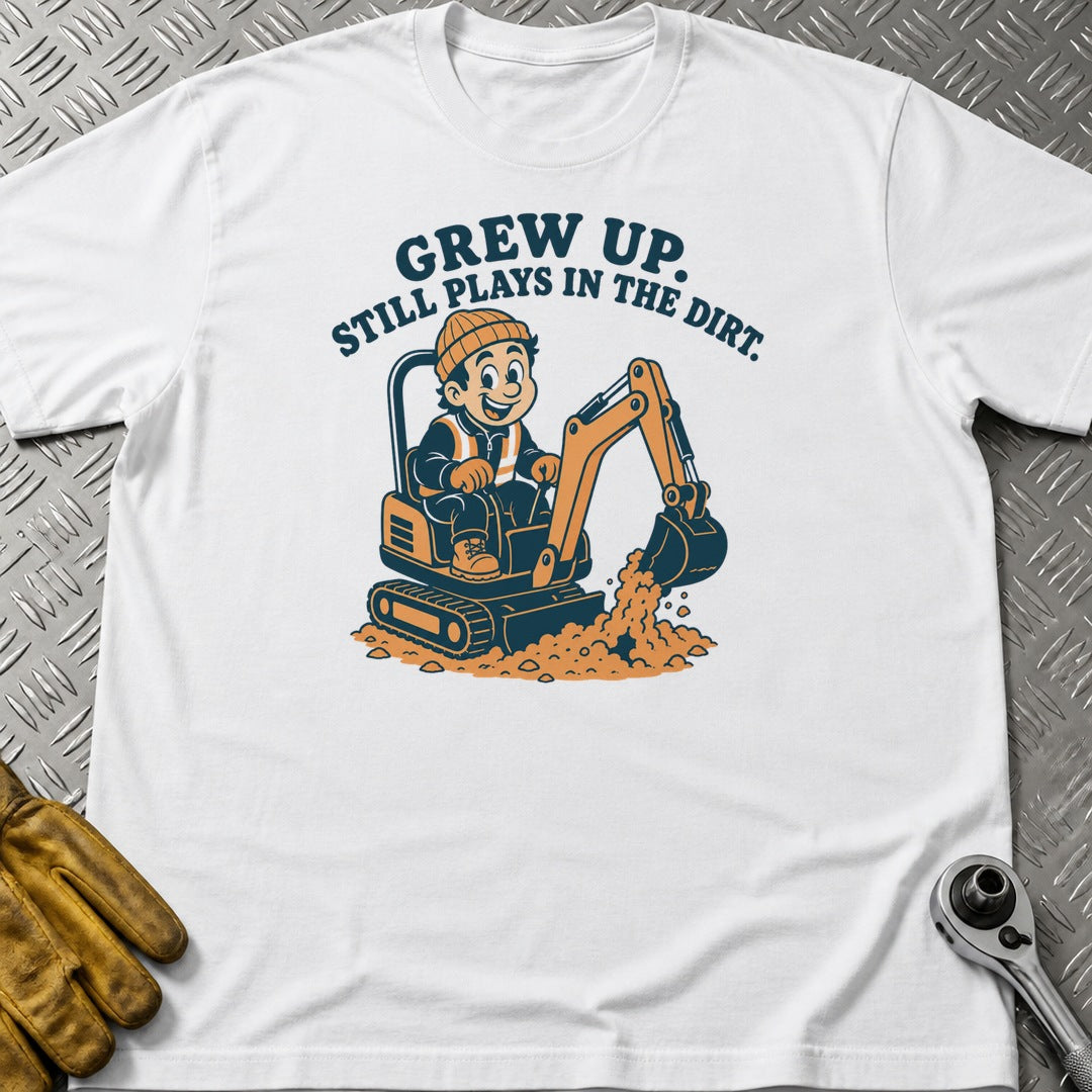 Plays In Dirt t-shirt flat lay